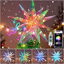 LightingWill Weihnachtsbaum Stern Spitze, 35cm Weihnachtstag Sterne Außen, USB LED Weihnachtsstern Beleuchtet, RGB APP-Steuerung 3D Leuchtstern für Innen und Außen Dekoration
