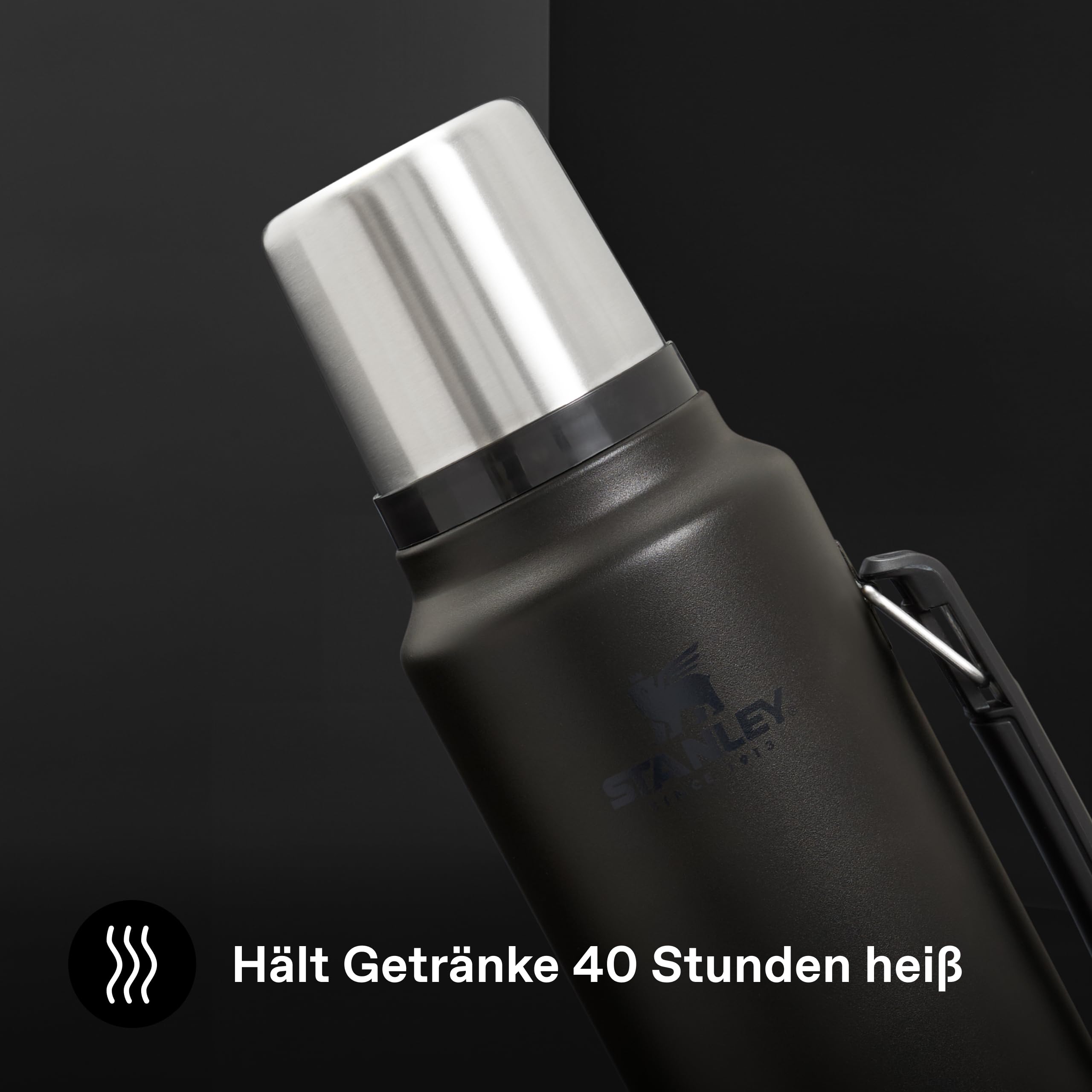 Stanley Classic Legendary Thermosflasche - Thermos Hält 40 Stunden Heiß Oder Kalt - Edelstahl Thermoskanne - BPA-Frei - Spülmaschinenfest - Black 2.0 1400 ml – Bild 4