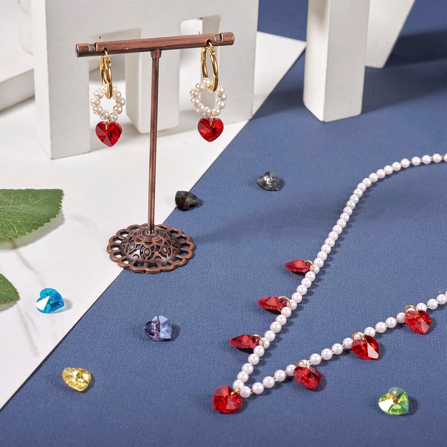 100Pcs Heart Faceted Glass Beads Transparent Crystal Love Heart Spacer Beads 10x10mm 10 Colors for Earrings Necklace Bracelet Jewelry Making Crafts - Image 3