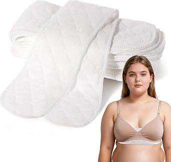 Thinp 10 Pcs Cotton Bra Liners, 3 Layer Washable Bra Sweat Liners Reusable Under Breast Sweat Pads for Women Absorb Sweating, 18x3 Inch