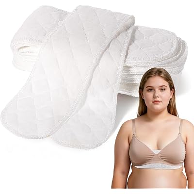 Thinp 10 Pcs Cotton Bra Liners, 3 Layer Washable Bra Sweat Liners Reusable Under Breast Sweat Pads for Women Absorb Sweating, 18x3 Inch