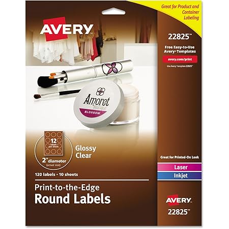 Amazon.com : Avery Printable Round Labels with Sure Feed, 2" Diameter ...