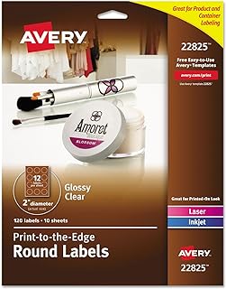 Avery Glossy Clear Print-to-The-Edge Round Label, 120/PK