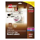 Avery Round Print-To-The Edge Labels With Sure Feed And Easy Peel, 2" Dia, Glossy Clear, 120/pk – view 1