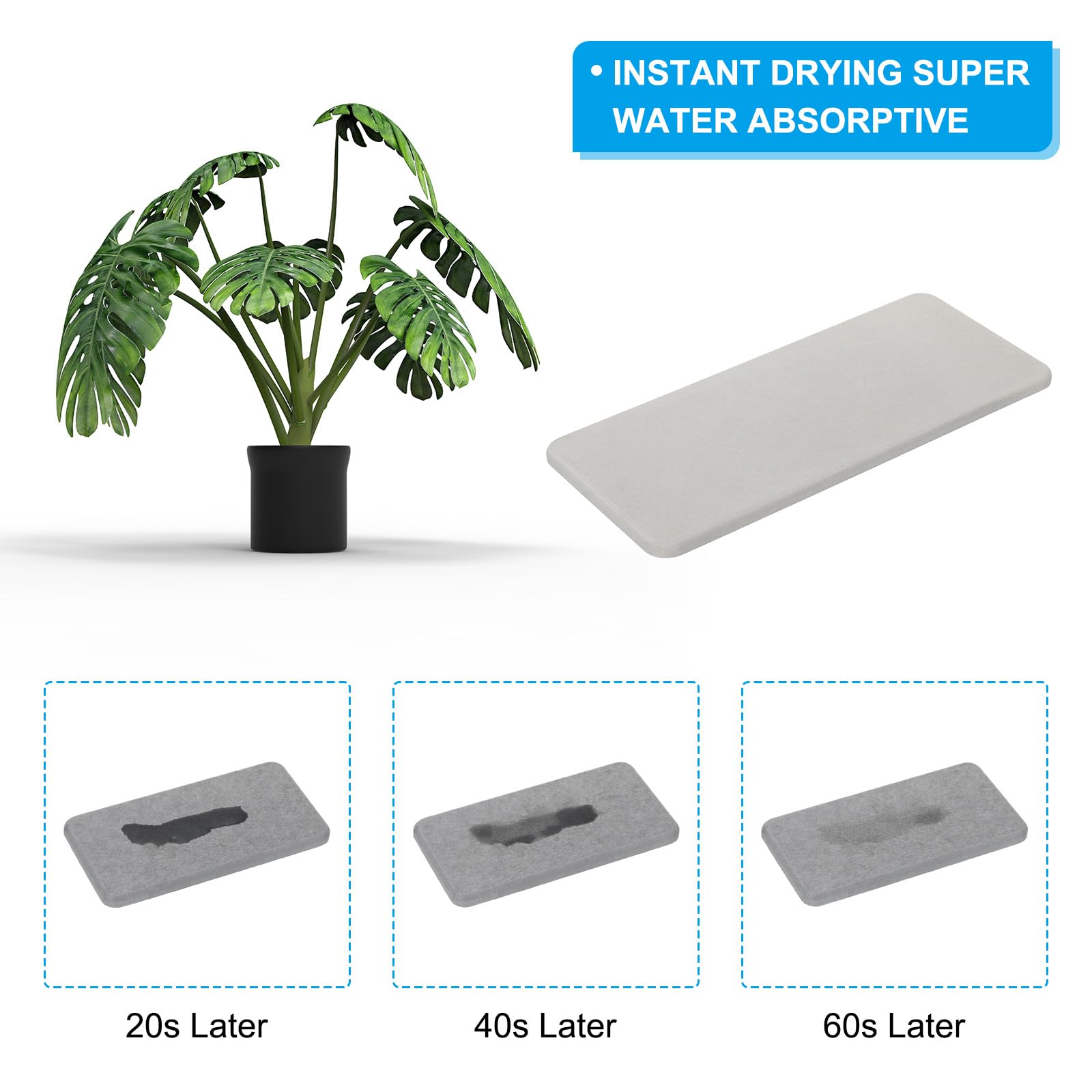 PATIKIL Square Water Absorbent Diatomite Coasters 12.2x5.5inch - Image 4