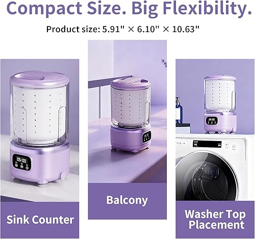 Miniatura 5 de Lavadora de ropa interior 2 en 1 y secadora de centrifugador, mini lavadora portátil sin BPA, capacidad pequeña de 2 litros para calcetines, ropa de