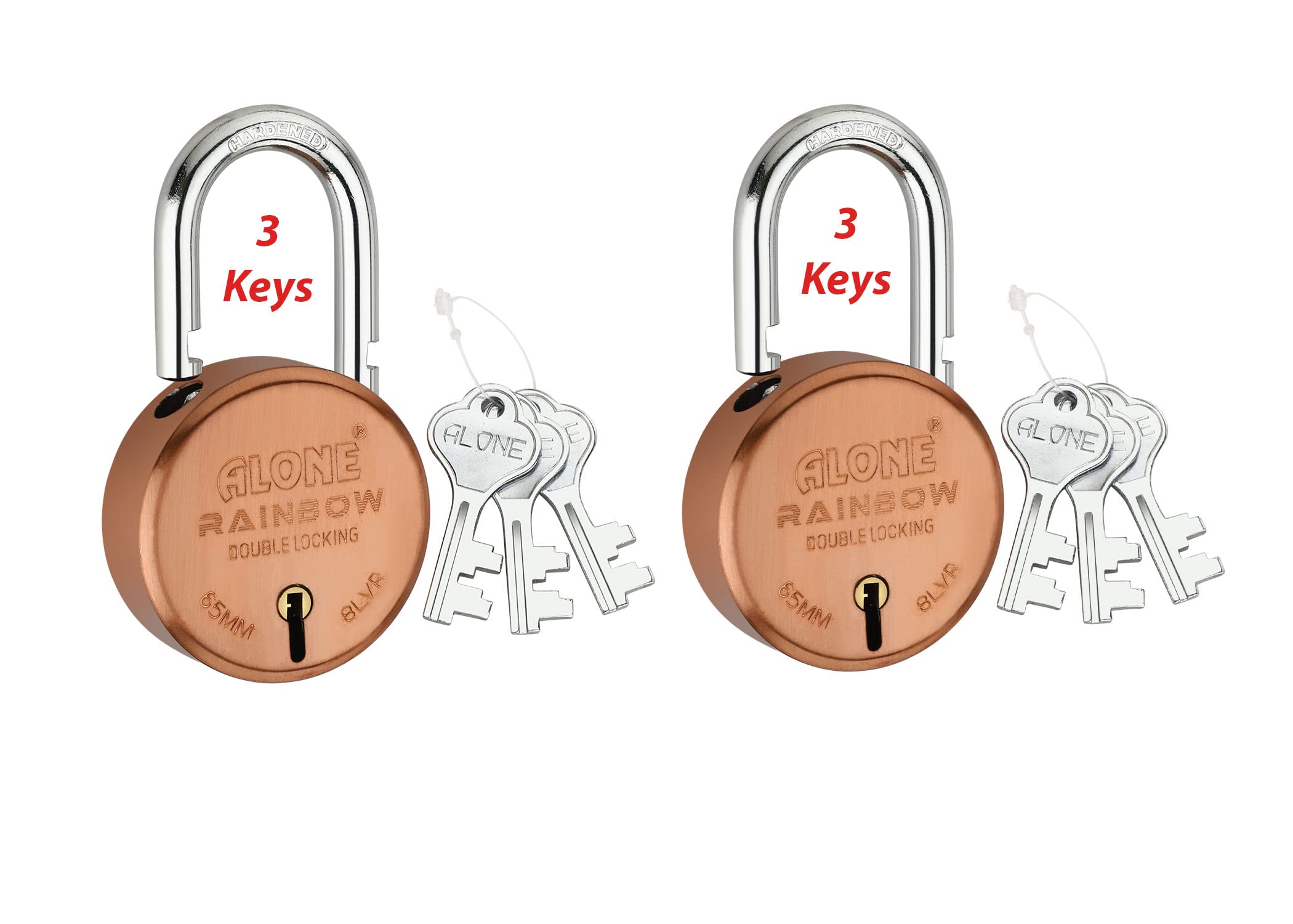 Alone Rainbow Padlock 65mm 6 Keys Hard Shackle Double Locking | Padlocks for Home Door gate Shop Shutter, Copper Antique Lacquer Caoted Rust Free (Pack of 2) (B09W1SDCF7) Amazon Price History, Amazon Price Tracker