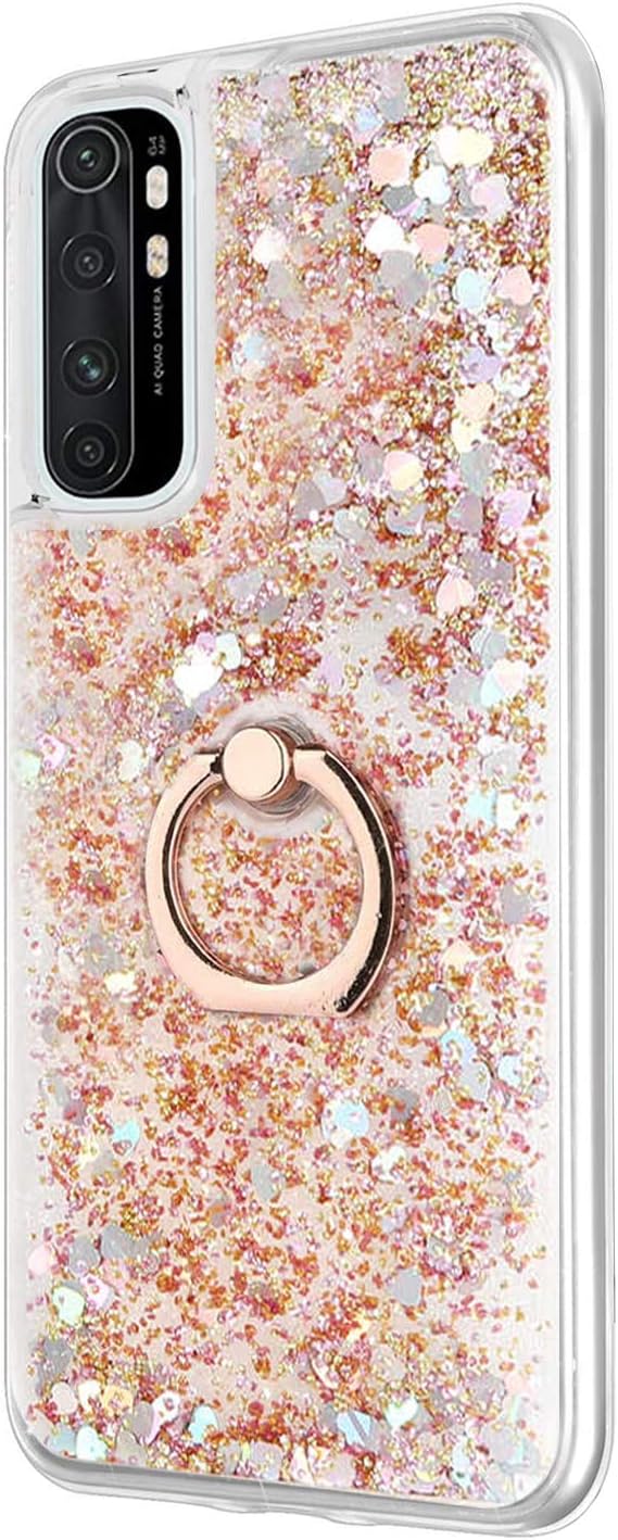 Microsonic Xiaomi Mi Note 10 Lite için Kılıf Glitter Liquid Holder Gold [Mi Note 10 Lite ile Uyumlu Kılıf - Gold]