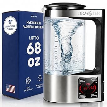 HydroPitcher | 68 Oz Hydrogen Water Pitcher - BPA Free Rich Hydrogen Water Generator - Electrolysis Jug with SPE/PEM Technology Hydrogen Water Machine | Chlorine Free Large Hydrogen Water Bottle