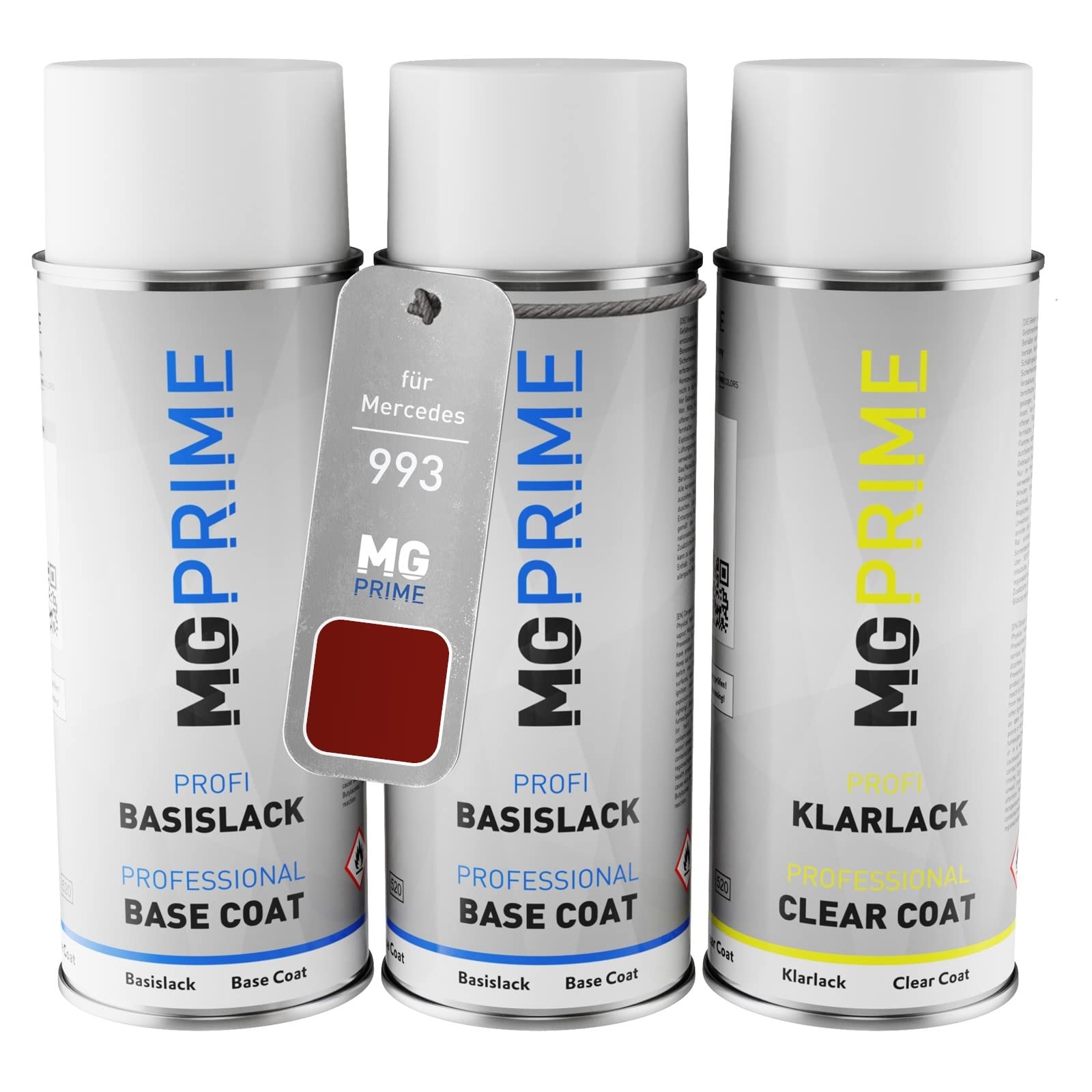 MG PRIME Car paint Spray can set for Mercedes 993/3993 Patagonienrot Metallic/Designo Patagonia Red Primer base coat clear coat spray can 400ml
