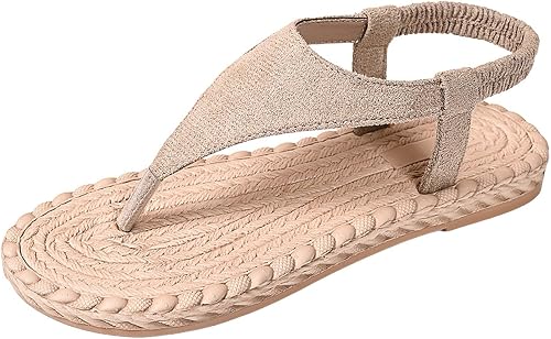 Sandals For Women Slip On Bohemian Dressy Sandals Rubber Sole Gym Comfortable In