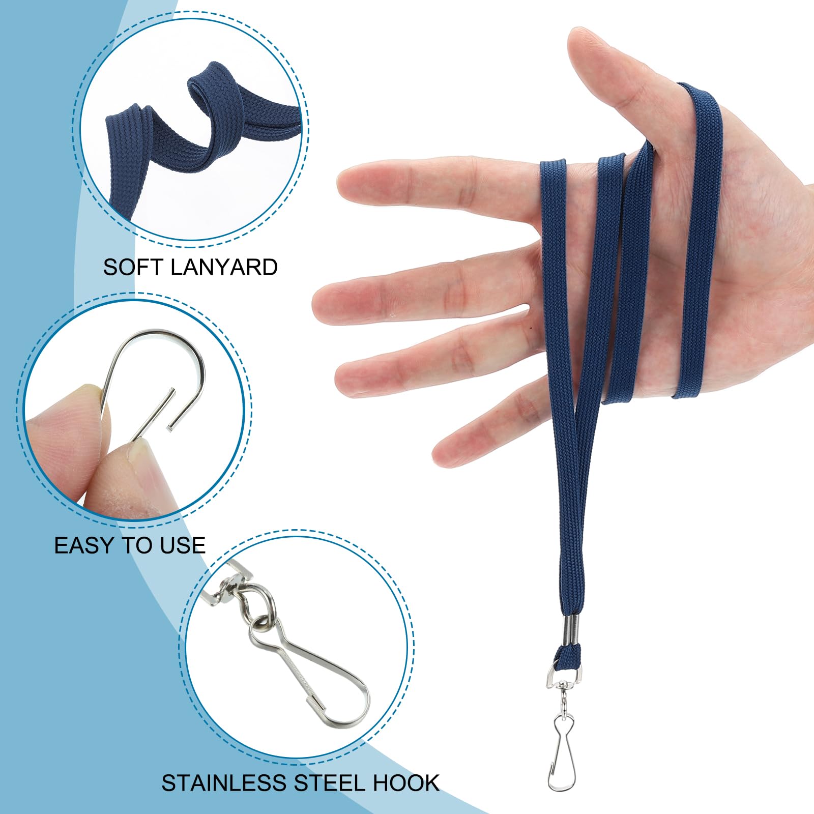 PATIKIL 47cm Lanyards Bulk, 100pcs Badge Lanyard for ID Badges Teacher Lanyards Durable Neck Lanyard with Clip… - Image 3