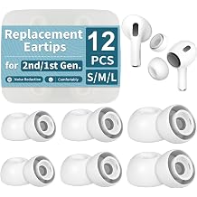 6 PairsReplacement Eartips for AirPods Pro 2nd Gen / 1st Generation, Silicone Ear Tips with Noise Isolation, Dust Guard Mesh & Storage Case S/M/L