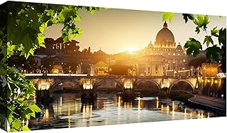 Quadri Moderni soggiorno XXL 120x60 cm Roma San Pietro Stampa Su Tela Canvas Città Italia