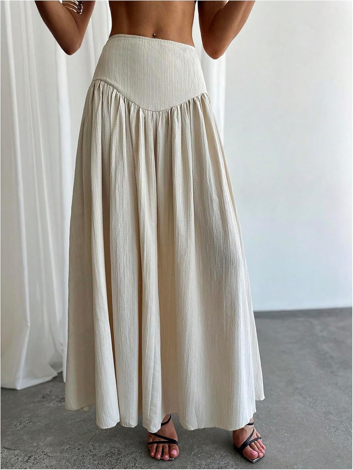 Milumia Women's Pleated Flowy Long Skirts High Waist Maxi Skirt with Pocket - Image 6