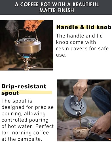 Miniatura 4 de CAMPINGMOON 0.8L Camping Hervidor Cafetera Tetera Portátil Ultraligero S800