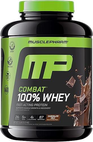 MusclePharm Combat 100 suero de leche proteína de suero en polvo leche de chocolate 5 libras 67 porciones