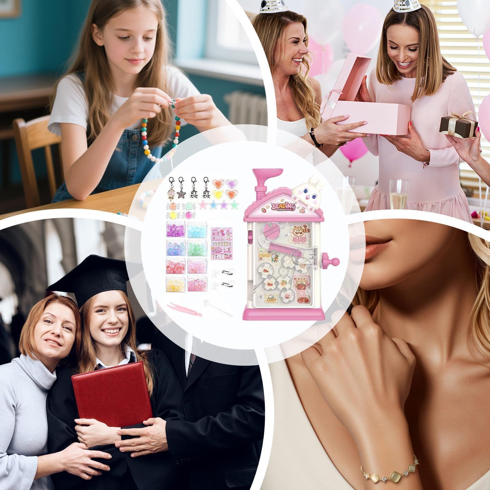 Zestaw Do Robienia Bransoletek Z Narzędziami, Zabawka Edukacyjna DIY | Zestaw Bransoletek z Charmsami dla Dziewczynek Na Przyjęcia, Wakacje, Dom, Szkołę, Prace Plastyczne, Biwak