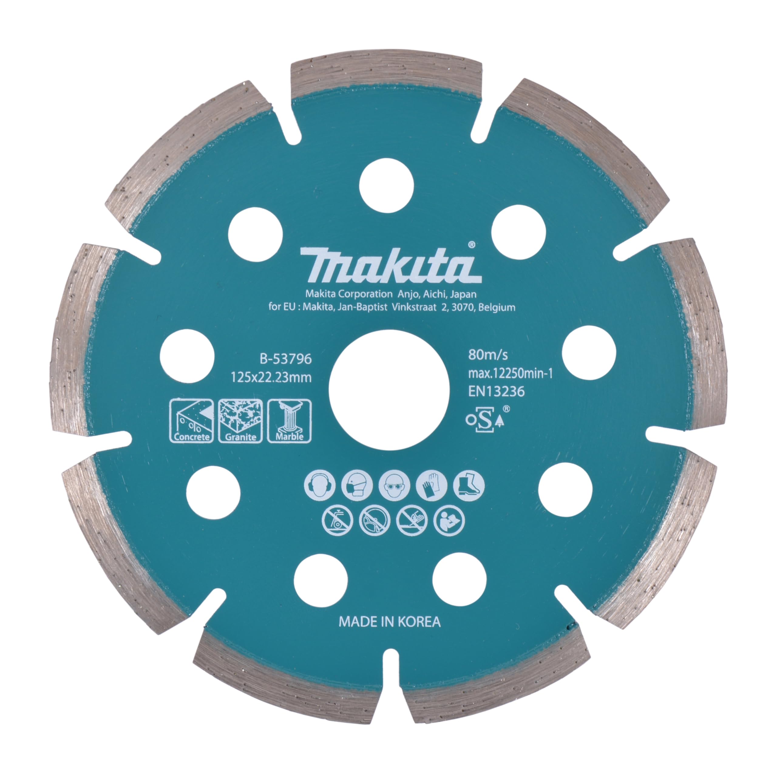 Disque diamant Makita 125 mm pour éviter les éclats dans le béton