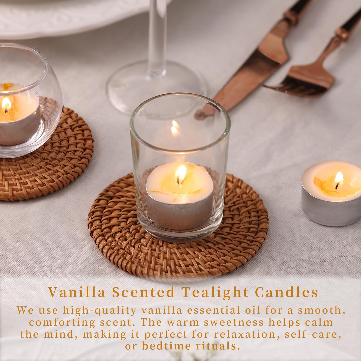 48 Pcs Vanilla Scented Tealight Candles,