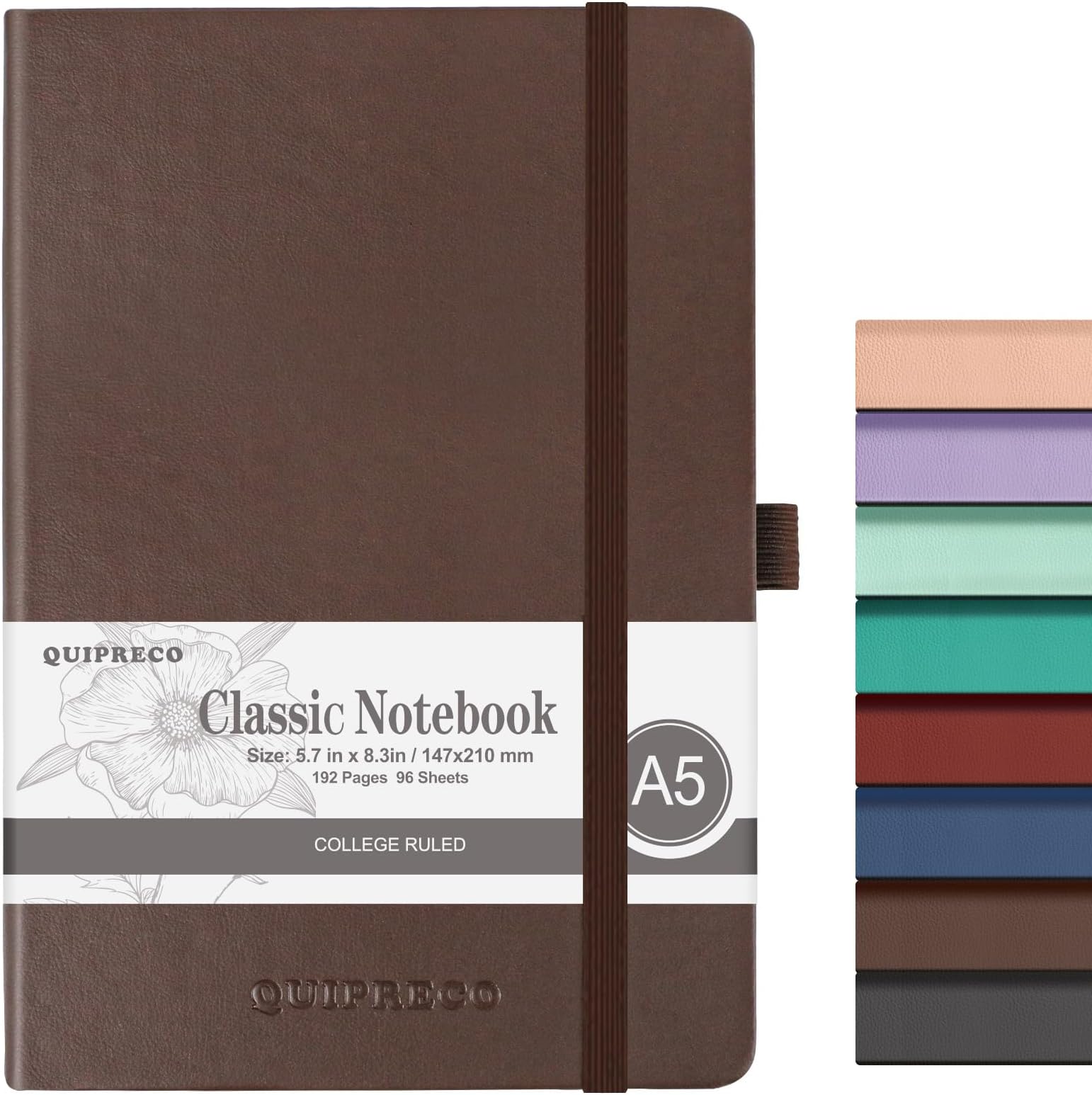 Lined Journal Notebook, (Brown), A5 192 Pages, 5.7 in x 8.3 in - 100 GSM Thick Paper – Hardcover Journaling Notebook for Work, School,Travel,Daily Planning & Note Taking