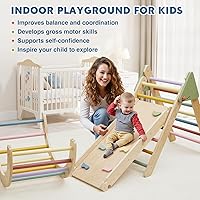 Vista 6 de Pikler - Juego de escalada triangular plegable de madera 7 en 1, juguetes Montessori para niños pequeños de 1 a 3 años, gimnasio de selva
