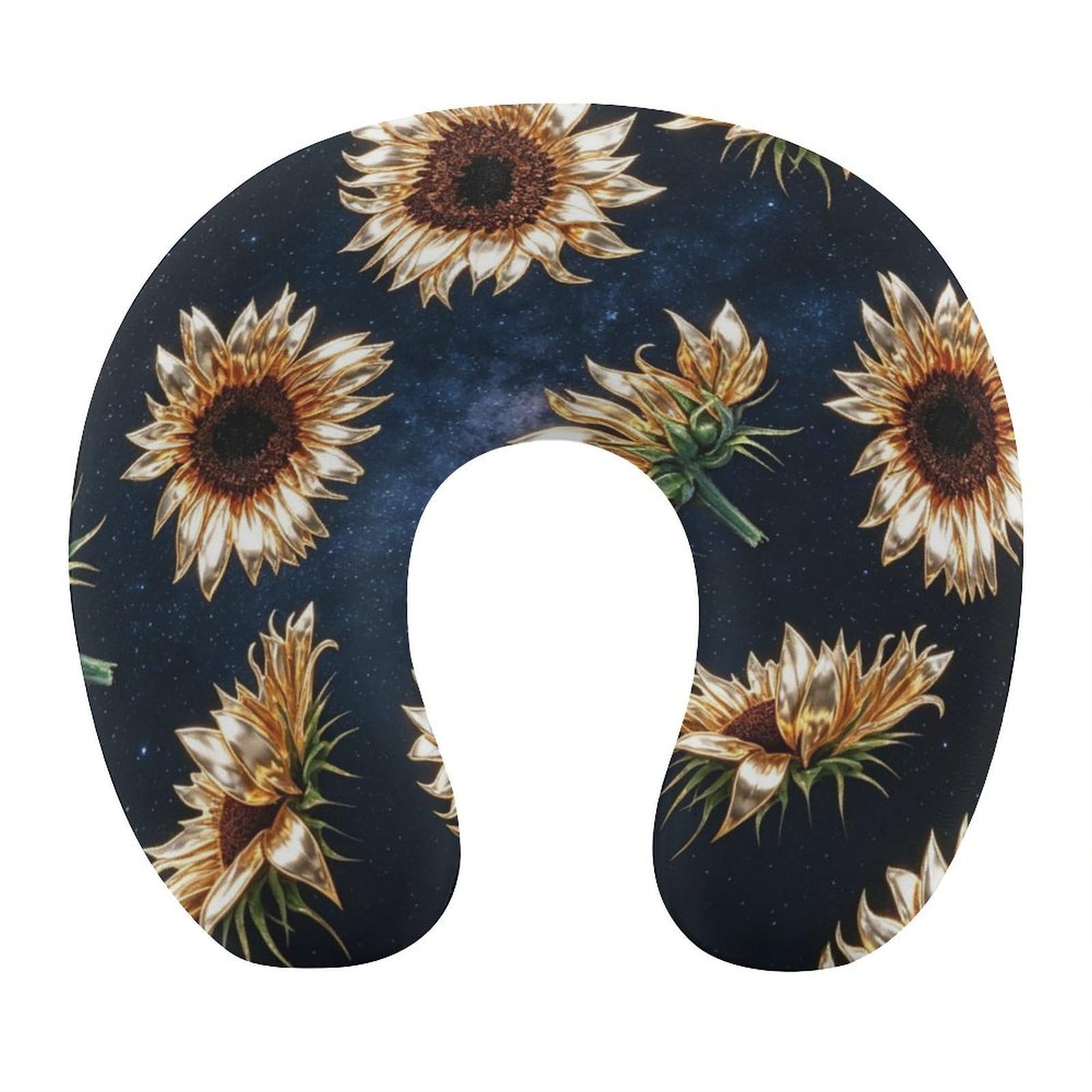 Btcowzrv Style Golden Sunflower U Shaped Neck Pillow Travel Pillows