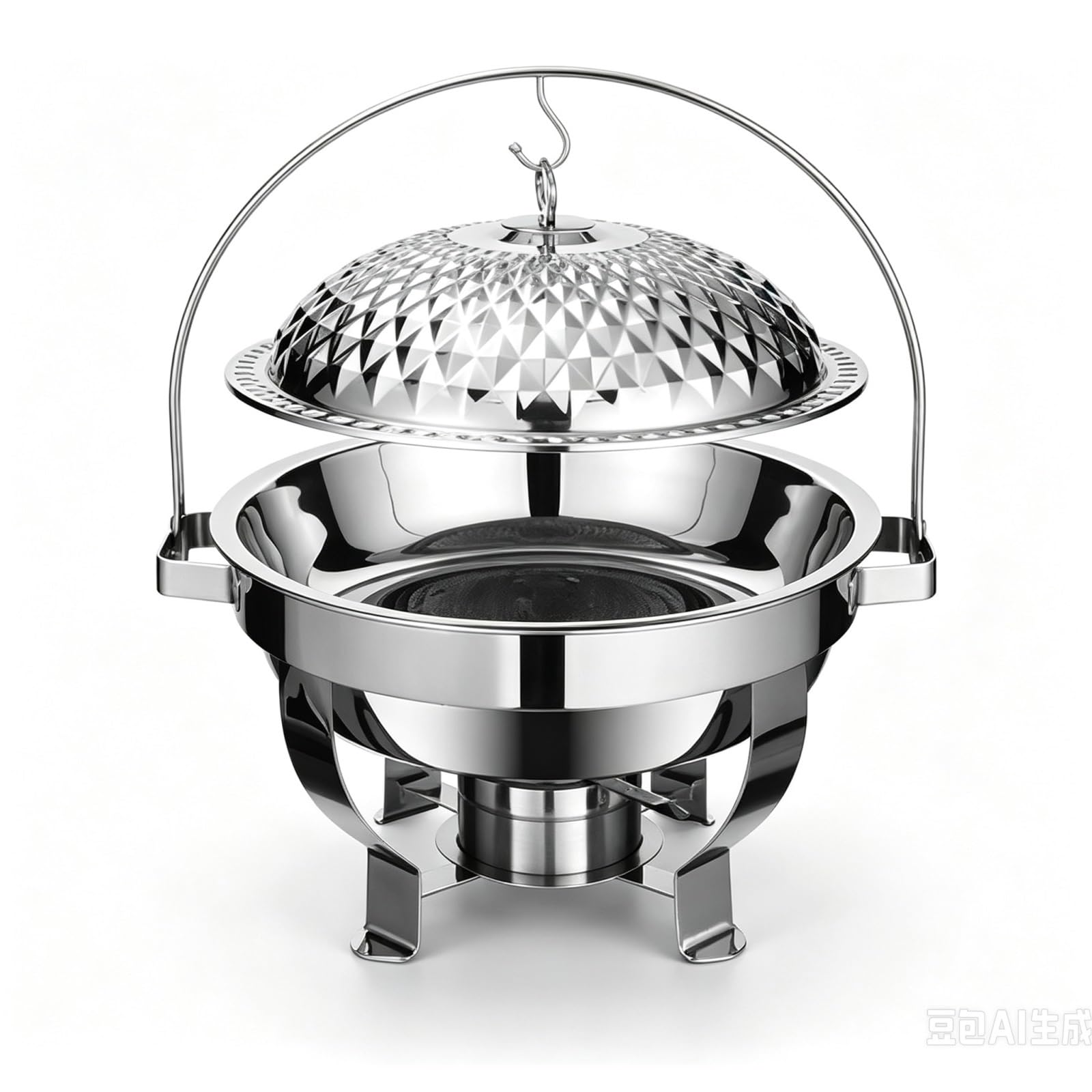 Scaldavivande rotondo in argento per buffet
