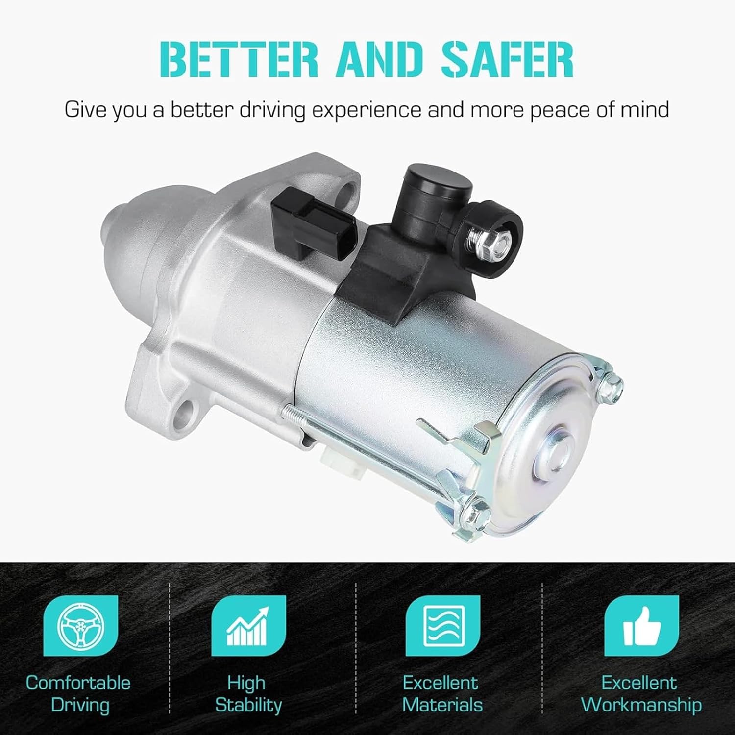 10914N New Starter 2.4 2.4L for Honda Accord 2013-2017(Only for Automatic CVT Transmission), for CR-V 2.4 2.4L 2015-2016, Replace 31200-5A2-A51 31200-5A2-A52 SM-74009