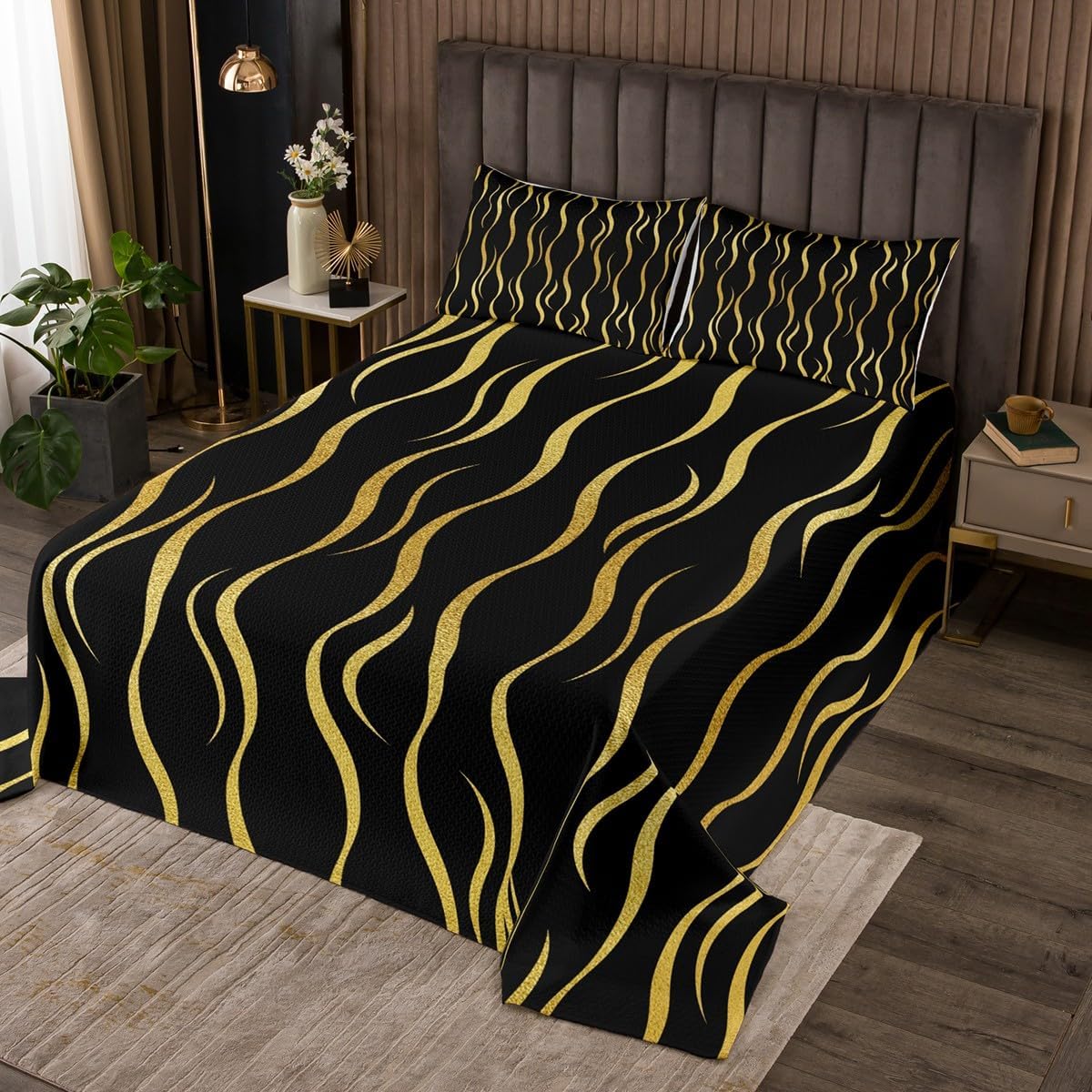 Feelyou Pink Black Ombre Coverlet Set Twin Size, Pink Black Quilted Coverlet Kids Toddler Gradient Bedspread Luxury Modern Quilted 2Pcs