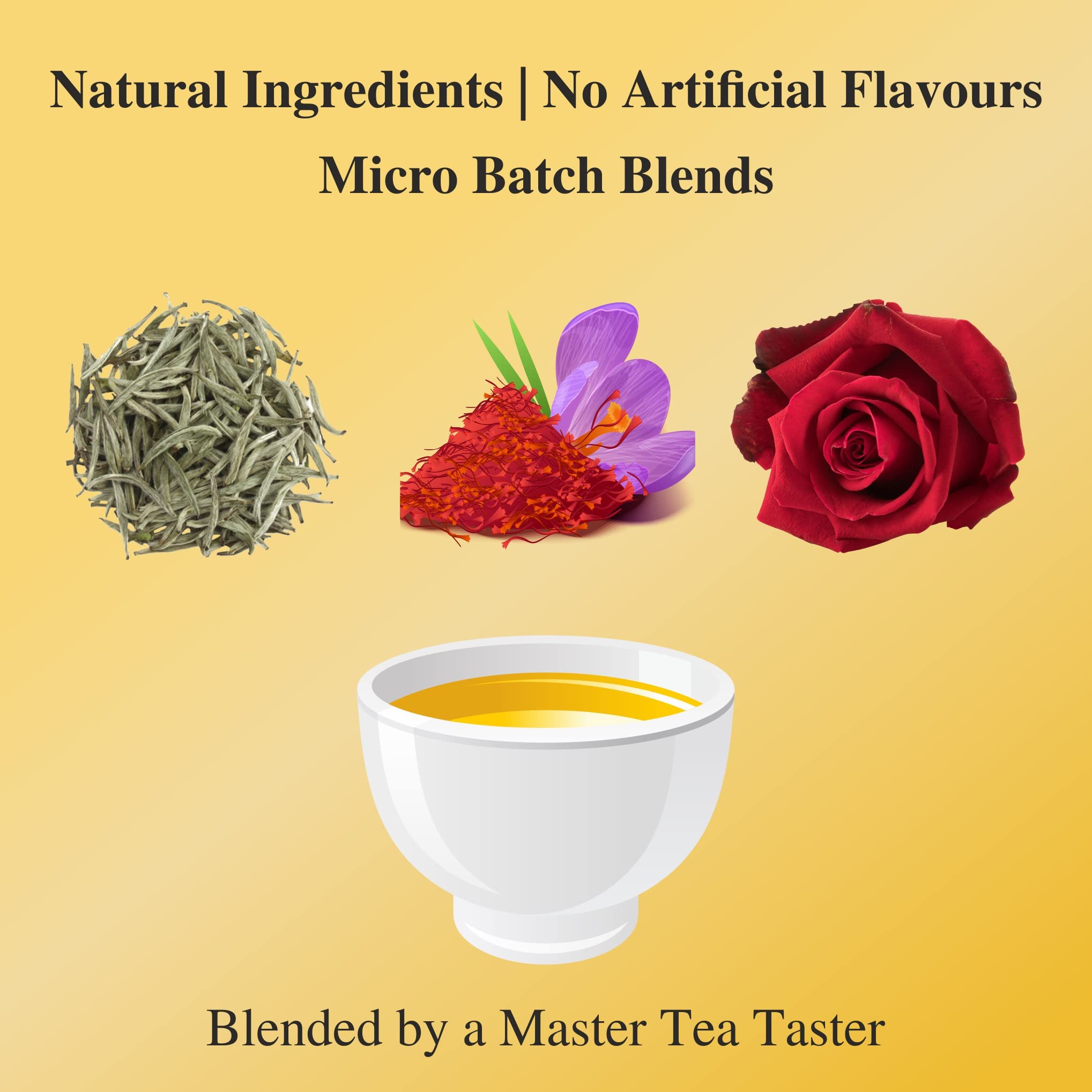 Sancha Tea Boutique, Saffron White Tea, Silver Needle Tea, 25 Pyramid Tea Bags, Blended with Worlds Rarest Spice- Saffron from Kashmir, Silver Needles White Tea, Kesar Chai, Real Kesar Tea - Image 4 thumbnail