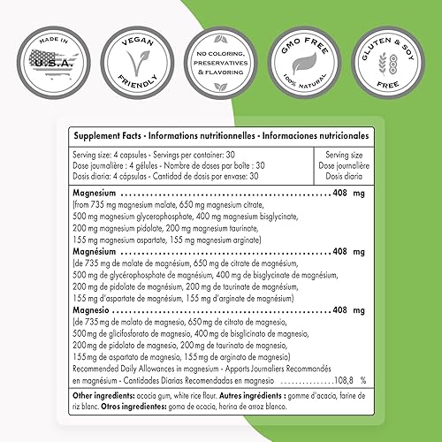 Miniatura 3 de Supersmart - Optimag - Potente complejo de magnesio - 8 formas diferentes de magnesio para una asimilación óptima - Combate la deficiencia de