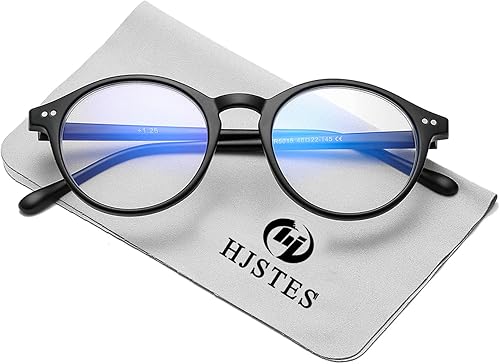 Miniatura 1 de HJSTES Lentes de luz azul vintage para mujeres y hombres, redondos, con bloqueo de luz azul, lentes gruesos TR90 con marco