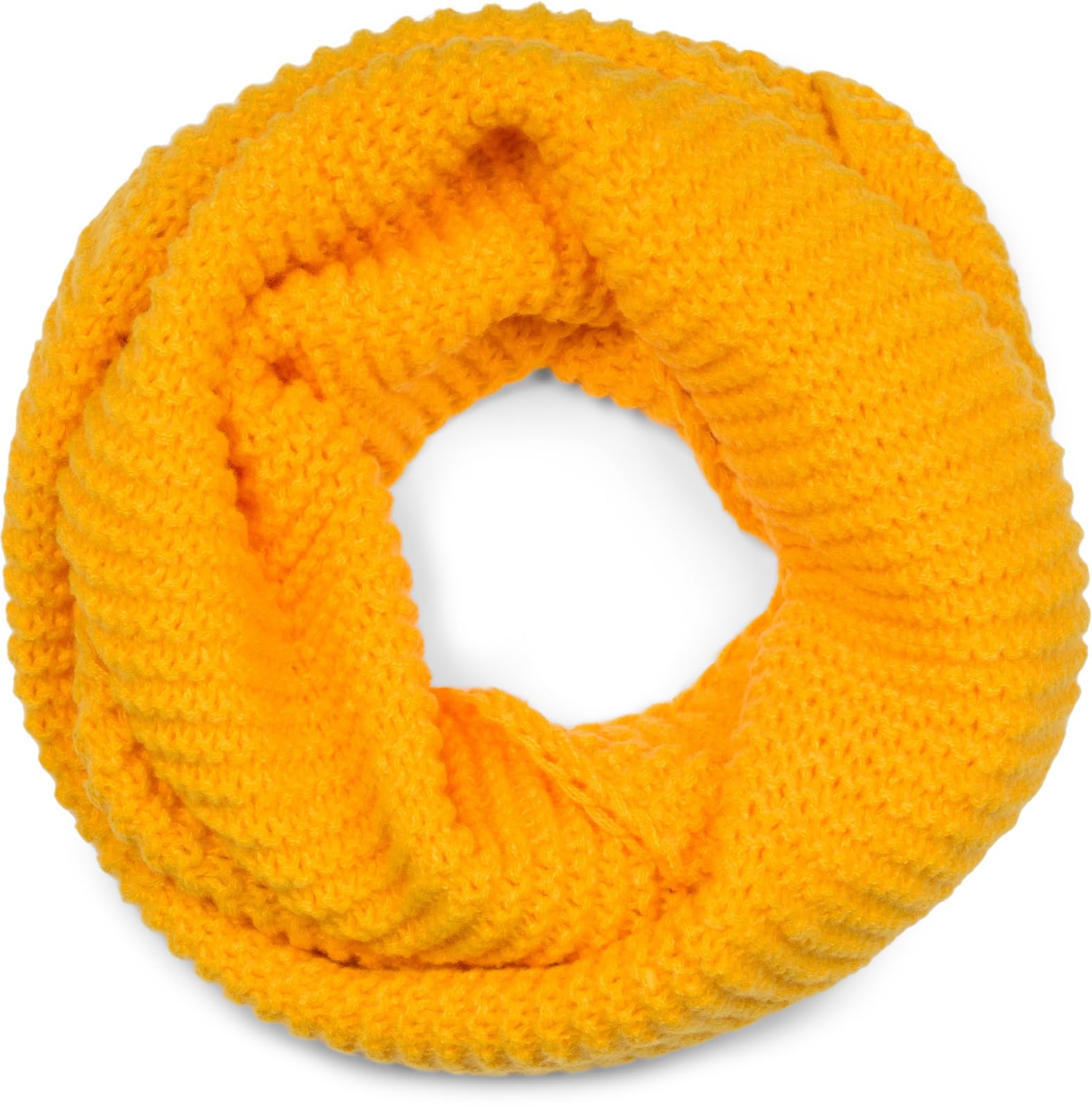 styleBREAKER Unisex Knitted Loop Scarf Unicoloured with wave pattern, warm winter knitted scarf, tube scarf 01018169, Colour:Yellow