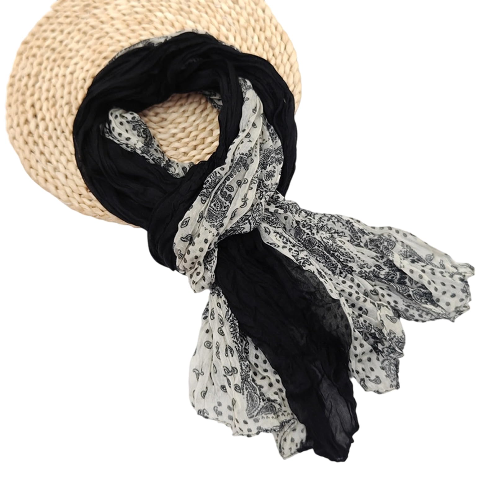 MICFENY Stylish Pleated Scarf Soft Wrinkles Texture Unisex Neck Accessory For Cold Weather Casual Formal Occasion Dressingup