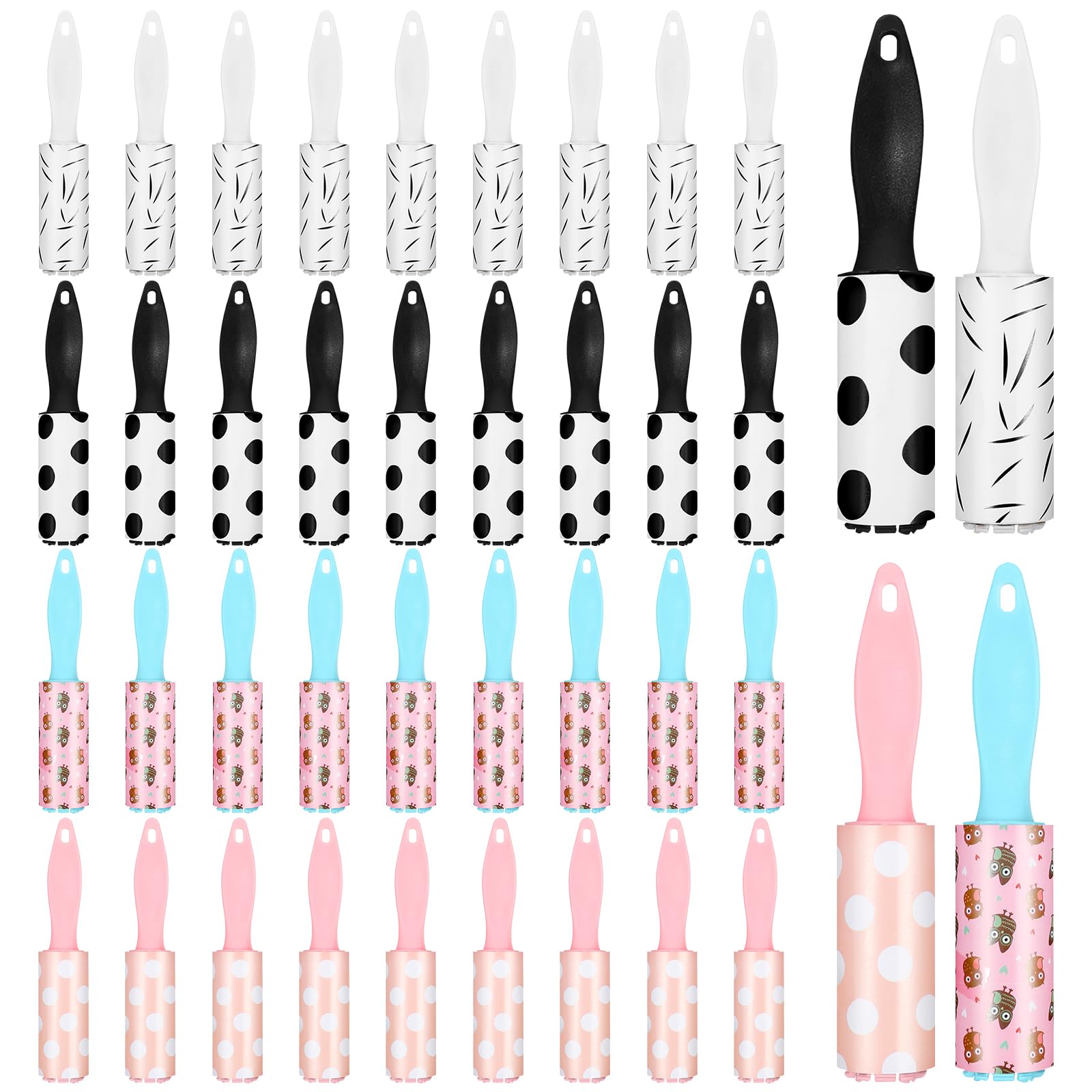 40 mini rulli per pelucchi da viaggio, piccolo rullo per pelucchi da viaggio, con 30 fogli ciascuno, compatto e portatile per peli di animali domestici, vestiti, mobili, interni auto, 15 x 3 cm