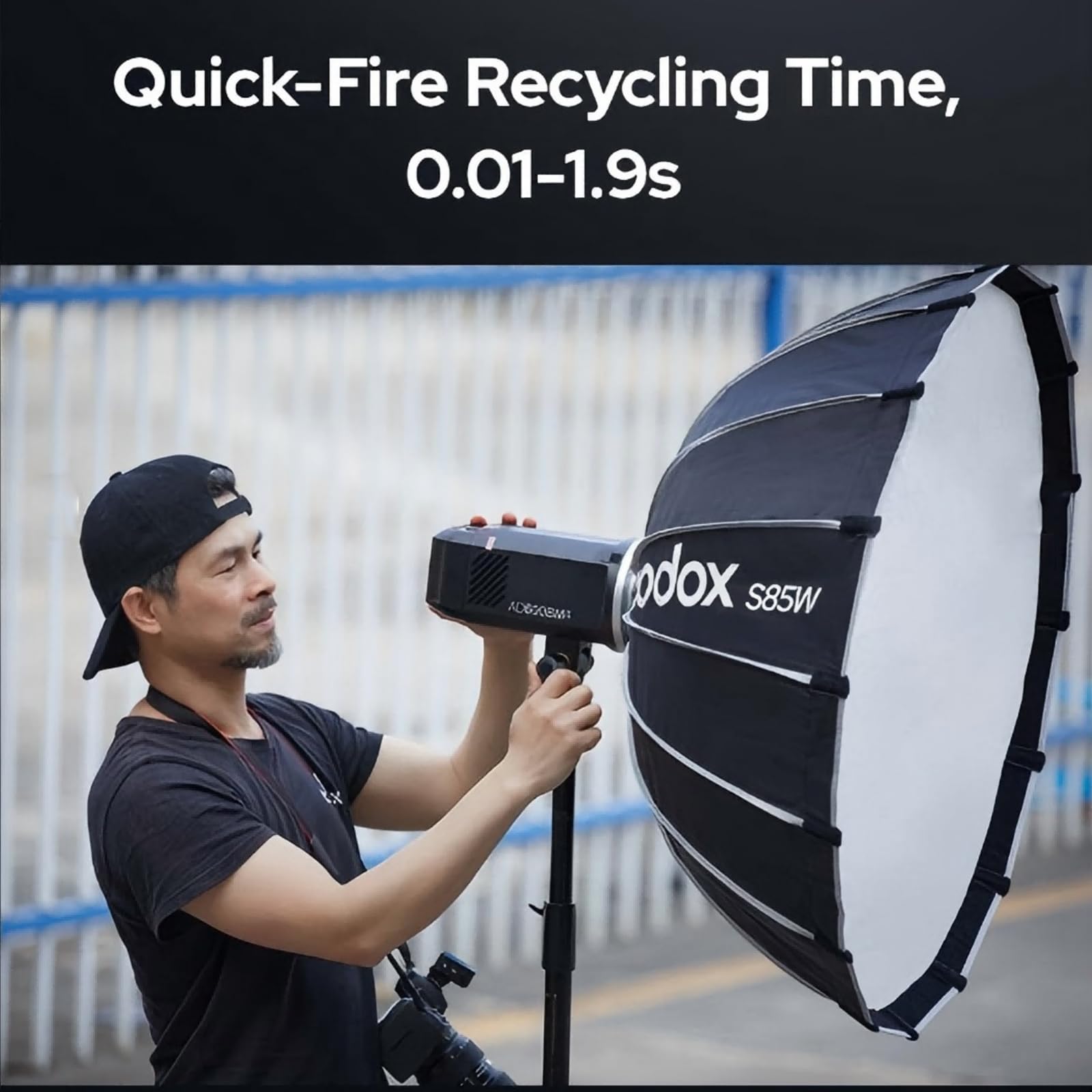 Godox AD600BM II AD600BMII Manueller HSS-Außenblitz, 500 Blitze bei Volllast, 40W LED-Modellierlampe, Farbkodierte LED-Bedienfelder, 10.8V/8940mAh Li-Akku, mit Bowens-Mount für vielfältige Lichtforme