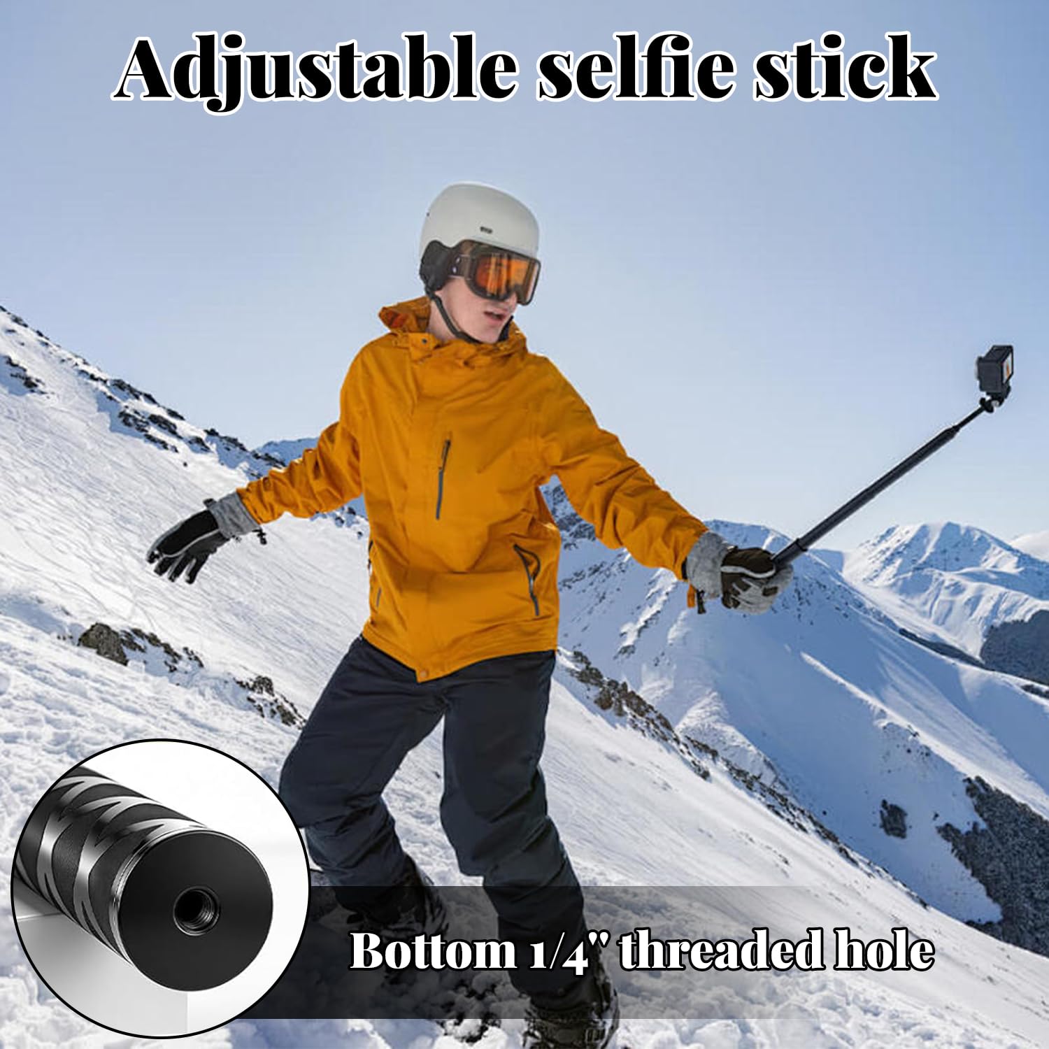 Support Moto pour Insta360 X5 X4, Support de Guidon de caméra d'action avec Perche Selfie Invisible 120cm et Double Pince Accessoire, Support Caméra d'action, Compatible avec Plusieurs Appareils