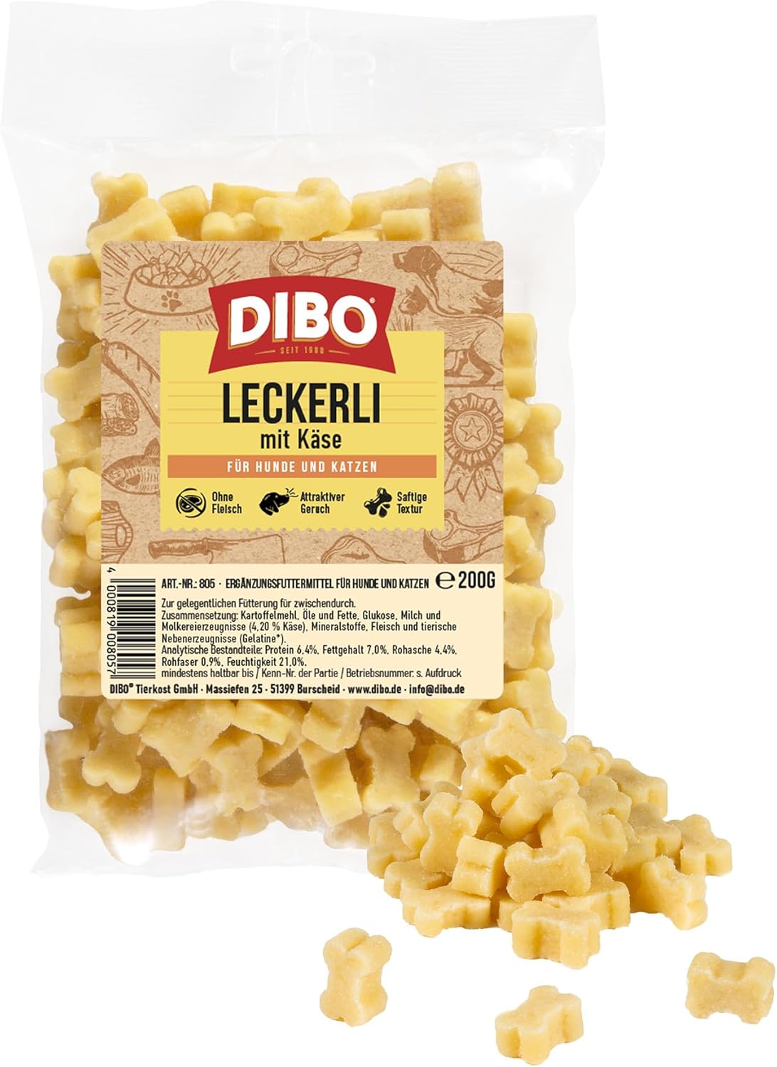 DIBO Leckerli mit Käse, 200 g Beutel – Hundesnack, kleine und praktische Trainings-Hundeleckerli, gesund und lecker, Belohnung für Hunde und Katzen DIBO Leckerli mit Käse, 200 g Beutel – Hundesnack, kleine und praktische Trainings-Hundeleckerli, gesund und lecker, Belohnung für Hunde und Katzen