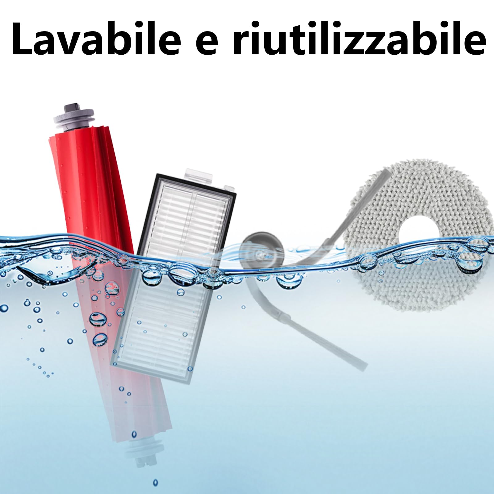 28 pezzi di Accessori per Roborock QV 35A / QV 35S / QR 798 / QR 598 robot, 2 Spazzole Principali, 6 Asciugamani, 6 Filtri, 6 Sacchi di Polvere, 6 Spazzole Laterali, 2 Utensili di Pulizia