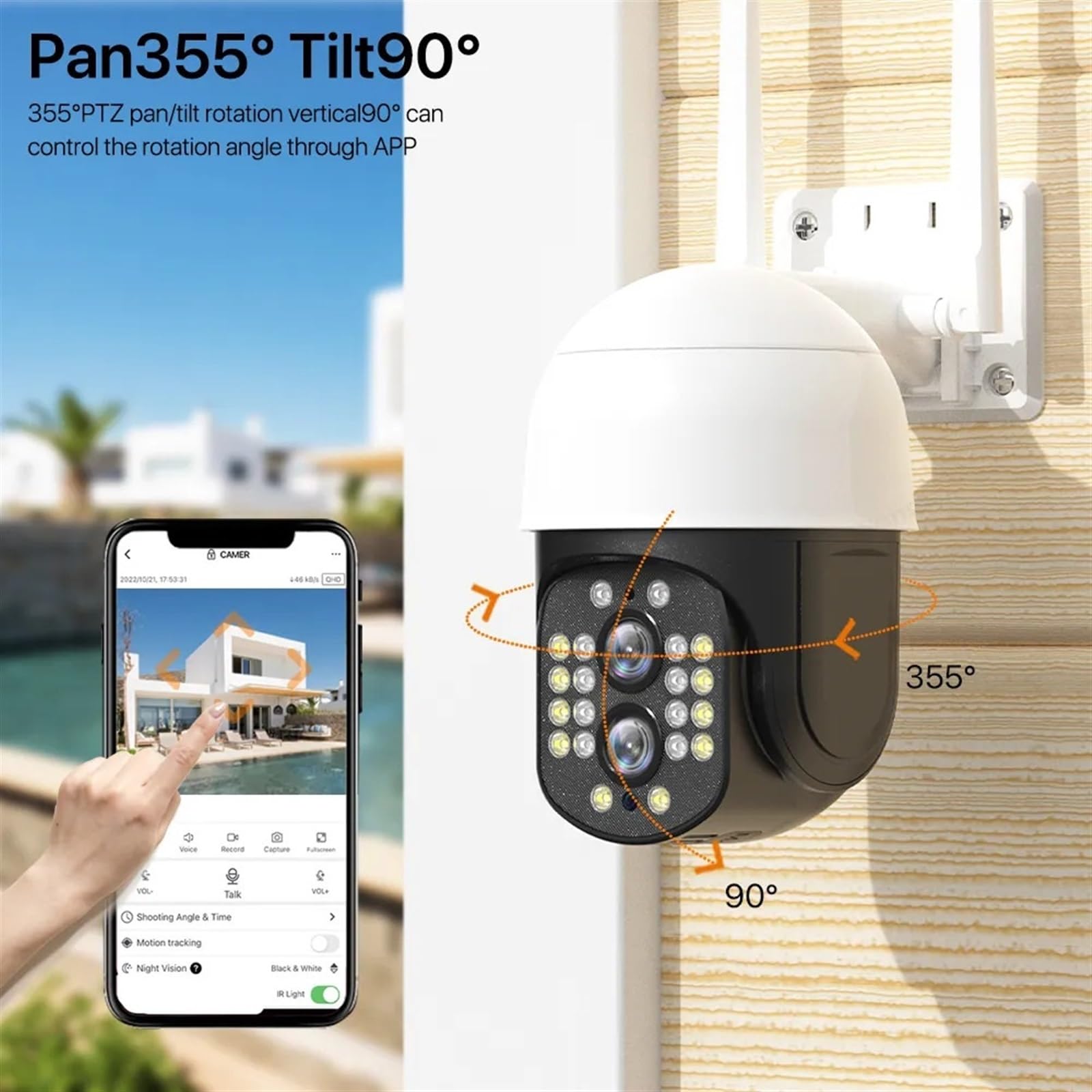 Kamery Monitoringu, Lornetka 4K 8MP Kamera IP 2K 4MP Kamera PTZ 2,8-12mm Podwójny obiektyw 10X Zoom Bezpieczeństwo Kamera CCTV Detekcja ruchu Nadzór(4MP With 64G Card)