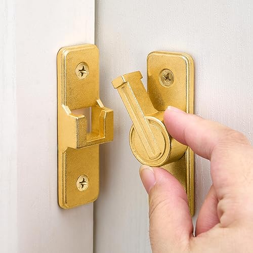 Paquete de 2 cierres dorados de 90 grados para puerta de granero, cerraduras de puerta corrediza pesada, cerradura de puerta corredera de seguridad