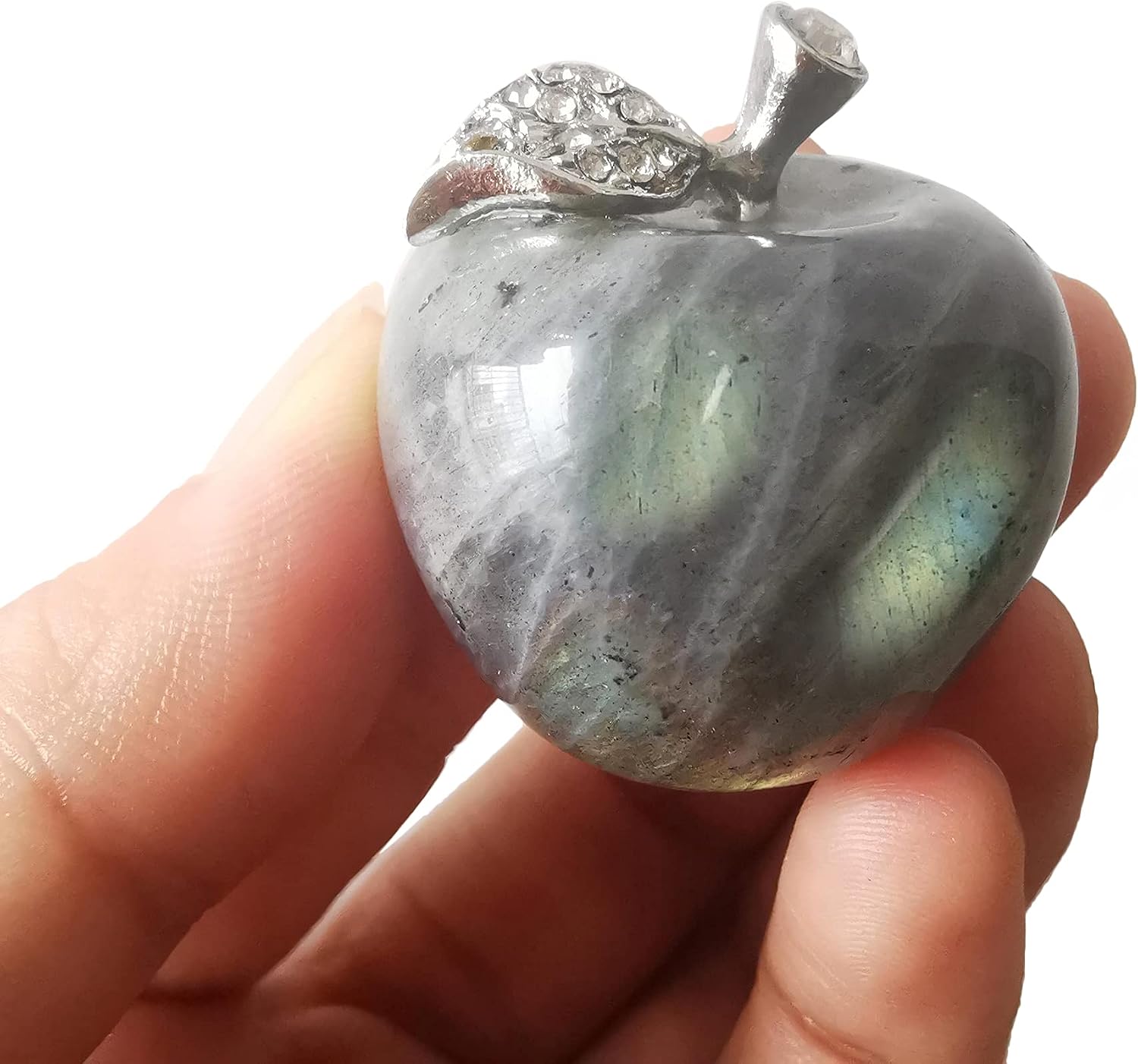 Lovionus89 Natural Moonstone Apple Statue Healing Crystal Figure Sculpture Home Ornament Wedding Decoration 3cm