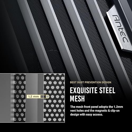 Miniatura 6 de Antec Performance 1 Silencioso, soporte para GPU Serie RTX 40, exquisita malla de acero, 4 ventiladores PWM silenciosos y tranquilos, paneles
