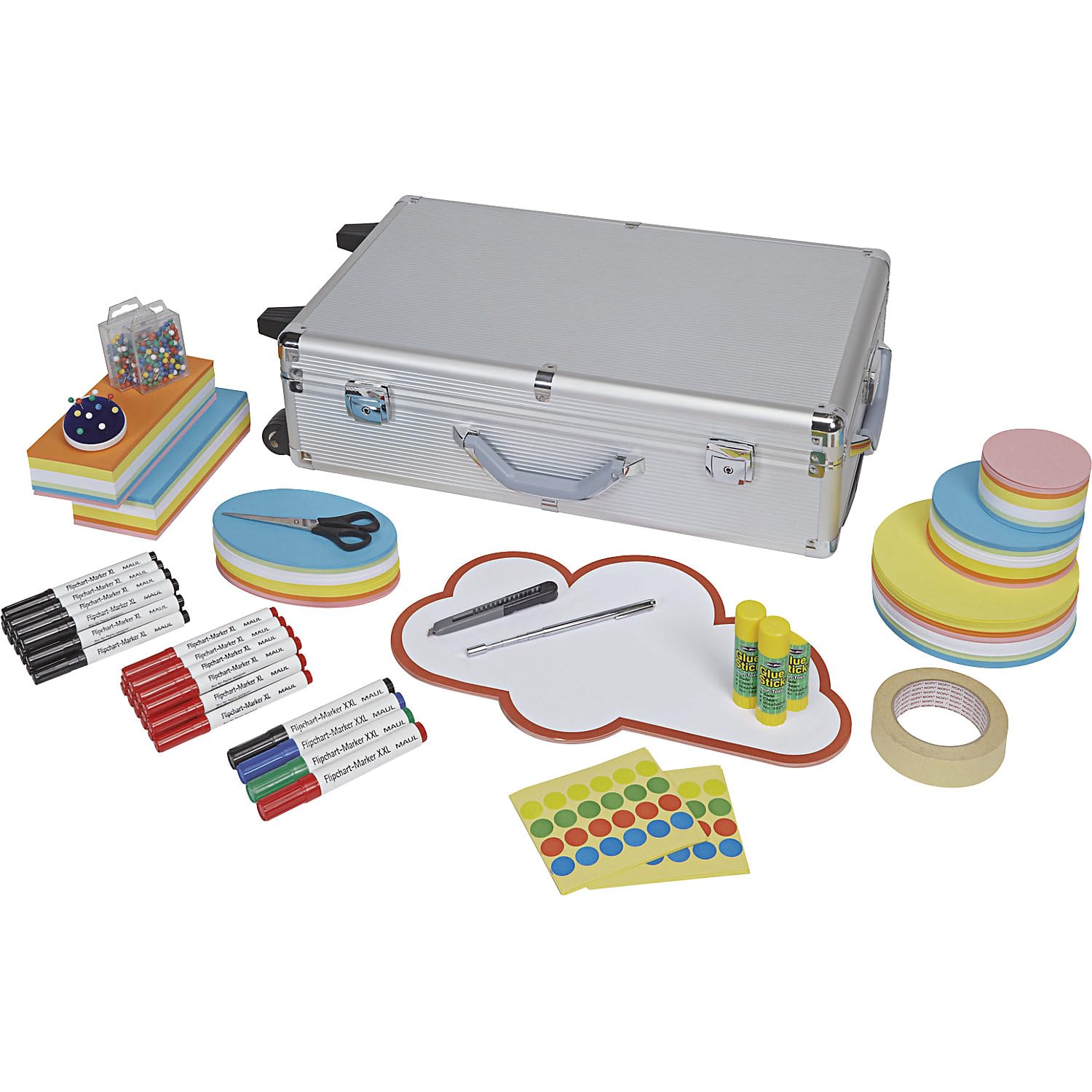 MAUL carrito de presentación MAULpro 63x38,5x19,5 cm | Maletín presentación de plástico resistente | Maletín con 2.923 piezas | Incluye tarjetas de presentación, tijeras, rotuladores