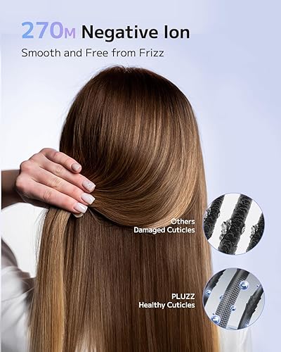 Miniatura 4 de PLUZZ - Secador de pelo de alta velocidad de 242.8 fts de secado rápido profesional, 270 millones de iones negativos iónicos 110,000 rpm, control de