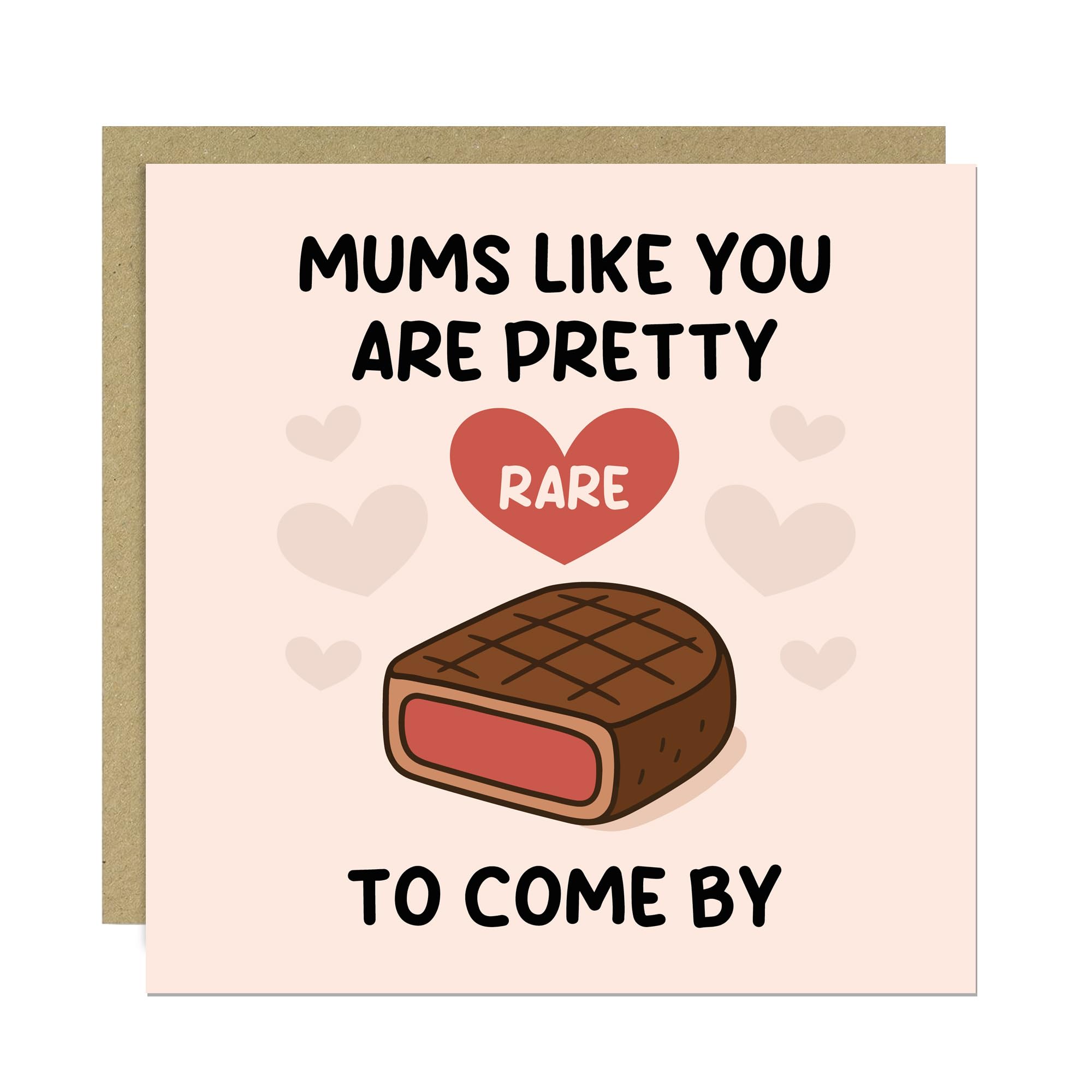 RED OCEAN Funny Card For Mum, 'Pretty Rare' Mother's Day Cards, Birthday Card For Mum, 145x145mm With Kraft Envelope, Greetings Cards From Daughter Son