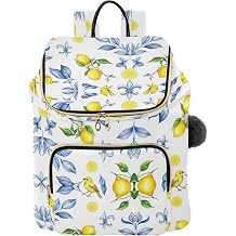 Joisal Yellow Lemons White Ladies Backpack Purse,15L Medium Size Fashion Carryon Backpack for Travel