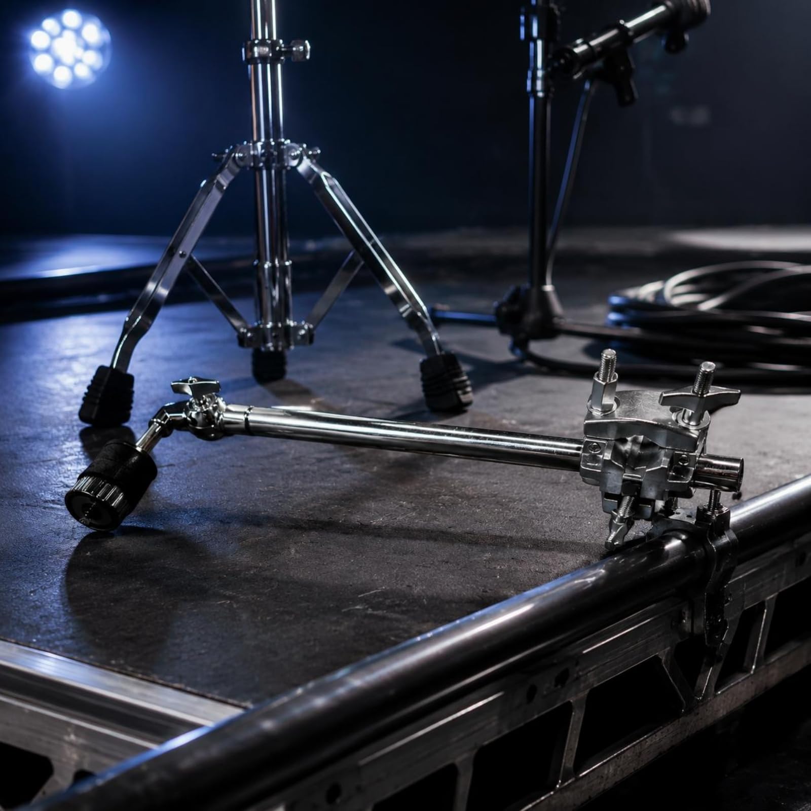 predolo Soporte de Platillo Semitriple Multifuncional Abrazadera de Platillo con Llave Metálico Equipo Musical para Bateristas, Ensayo , Brazo De Platillo Recto Largo Con Abrazadera Multifunción