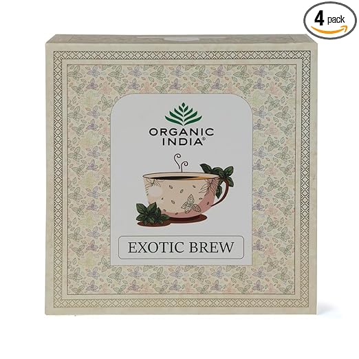 Organic India Exotic Brew Gift Box, 3 x 100 g with Tea Infuser